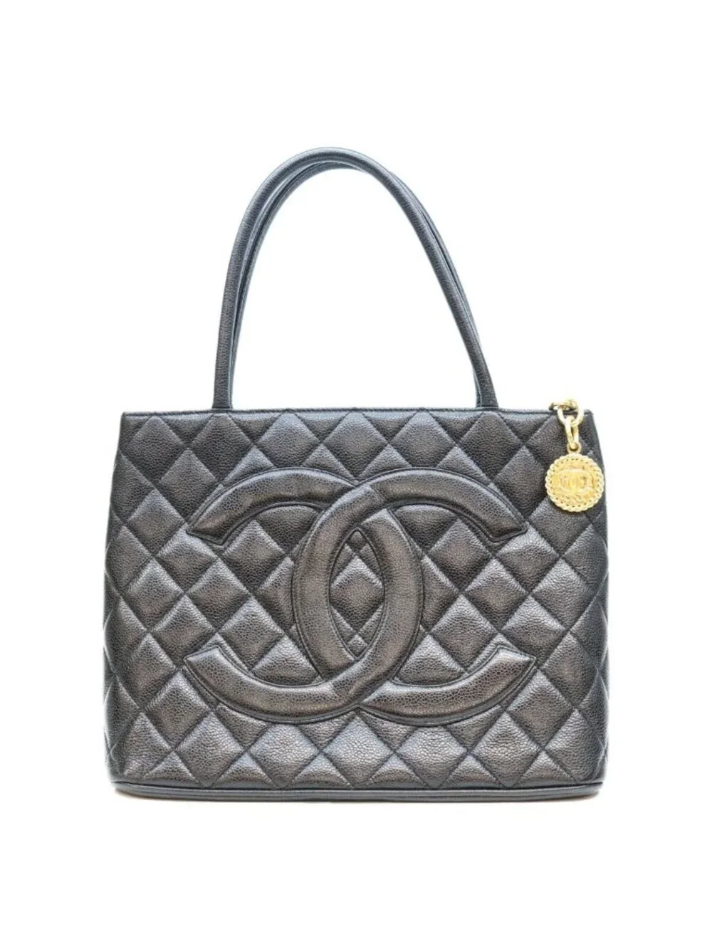 Chanel Black Caviar Medallion Tote Bag